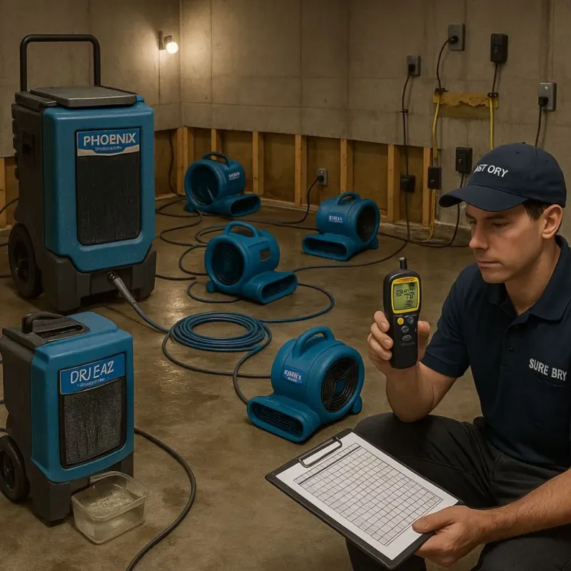 Structural Drying and Dehumidification process in Salmon Brook, CT